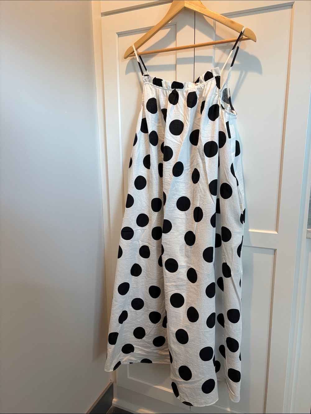 Tabitha Brown Maxi Dress - Black & White Polka Dot Spaghetti Strap